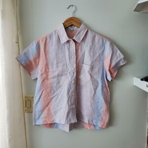 Madewell ombre 100% linen beachside collard shirt size XS